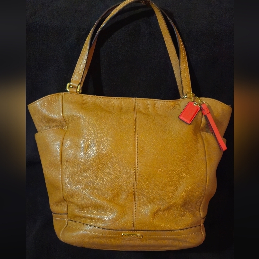 Coach Park Tan Pebble Leather Tote Bag